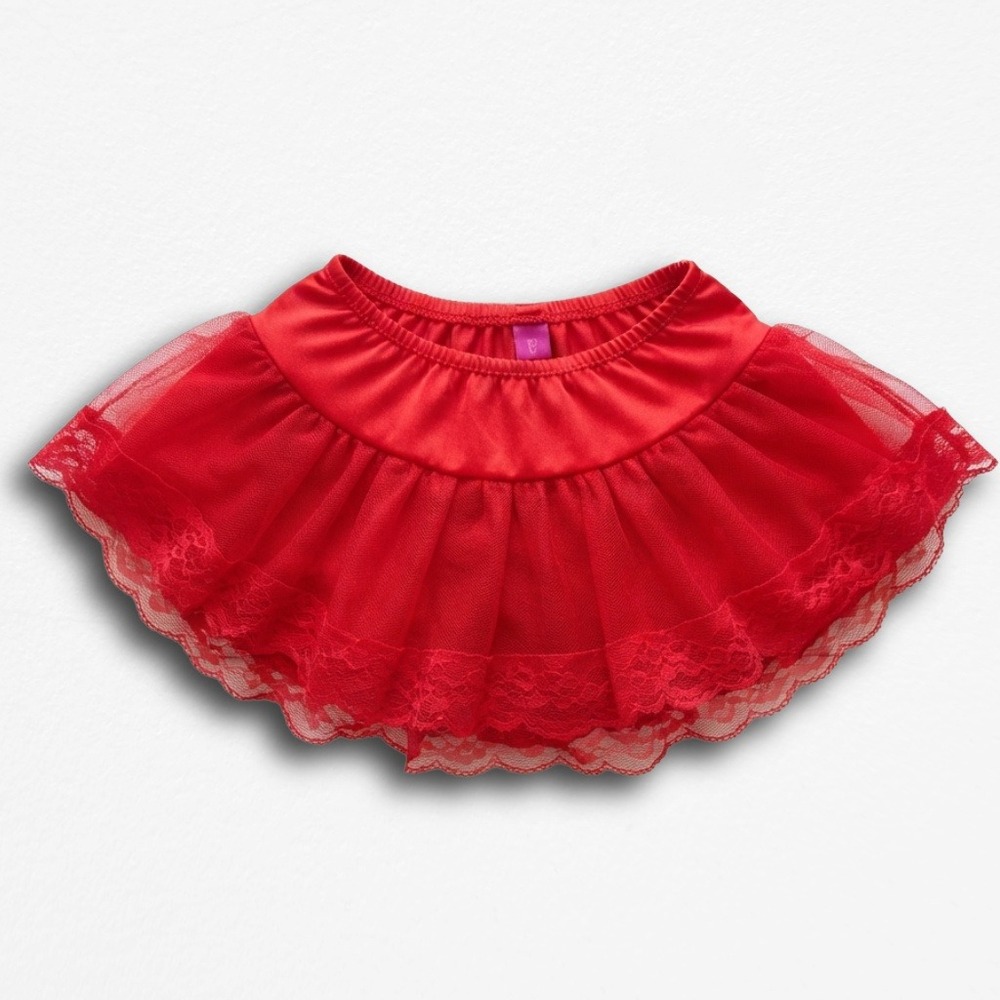 Seven Til Midnight Red Mesh Lace Trim Mini‎ Tutu Skirt One Size XS S
